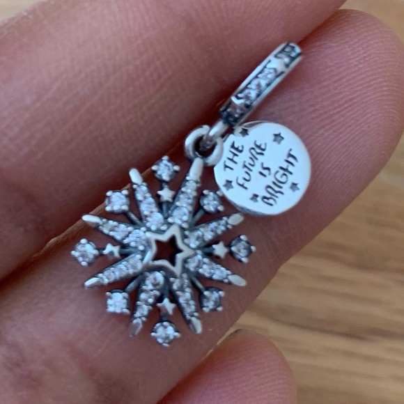 NWOT Sparkling Firework Double Dangle Charm Sterling Silver 925 - Picture 12 of 12